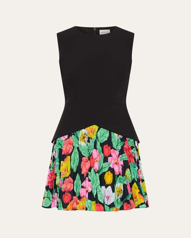 Haddy Tulip Rosette Pleated Mini Dress